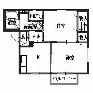 ベルメゾン市役所東Ａ 2階 2DK 賃貸物件詳細