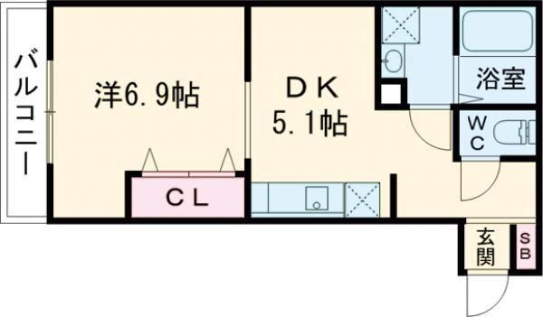 Ｆｅｌｉｚ岸和田 3階 1DK 賃貸物件詳細