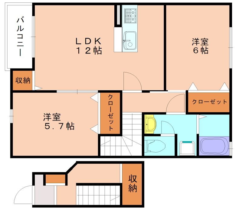 福岡県福津市花見の里３ 千鳥駅 2LDK アパート 賃貸物件詳細