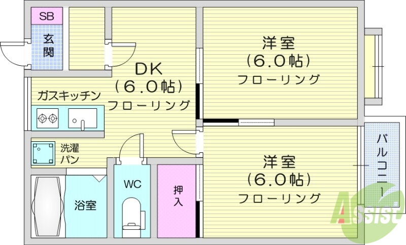 コーポ丸扇 1階 2DK 賃貸物件詳細