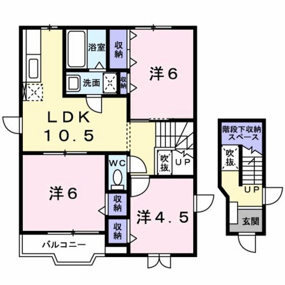 岡山県岡山市中区国富３ 3LDK アパート 賃貸物件詳細