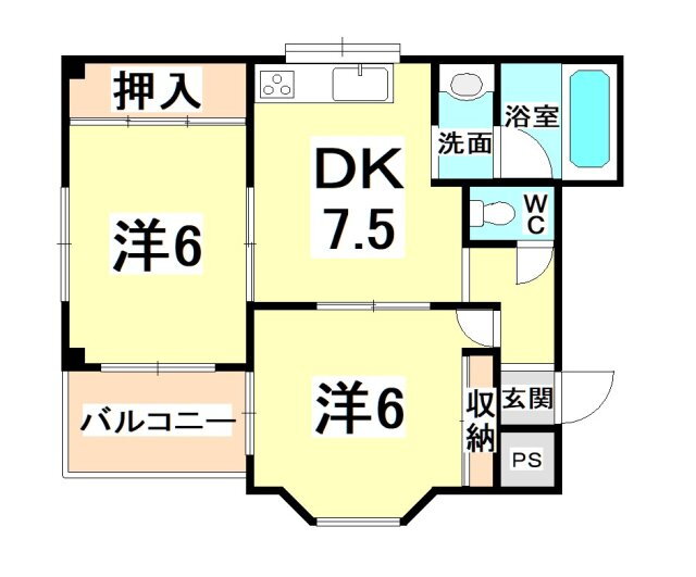 兵庫県西宮市今津久寿川町 甲子園駅 2DK マンション 賃貸物件詳細
