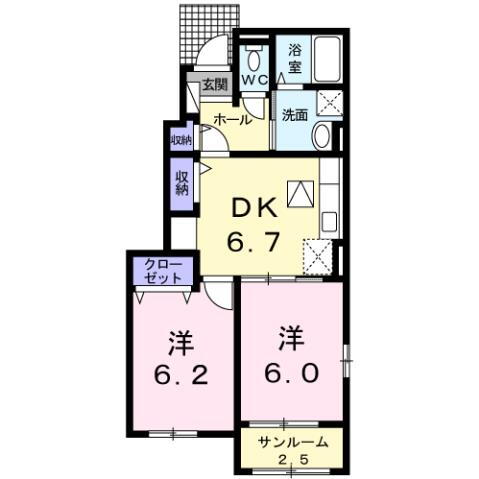 鹿児島県鹿屋市旭原町 志布志駅 2DK アパート 賃貸物件詳細
