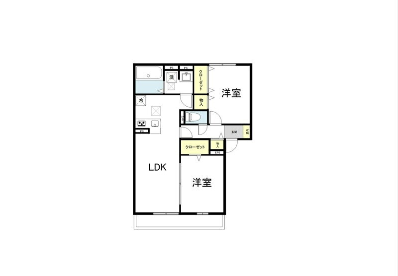 ＷＥＳＴ 1階 2LDK 賃貸物件詳細
