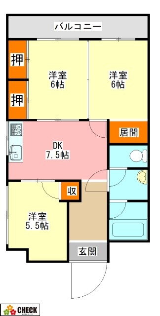 藤井ビルＩＩ 7階 3DK 賃貸物件詳細