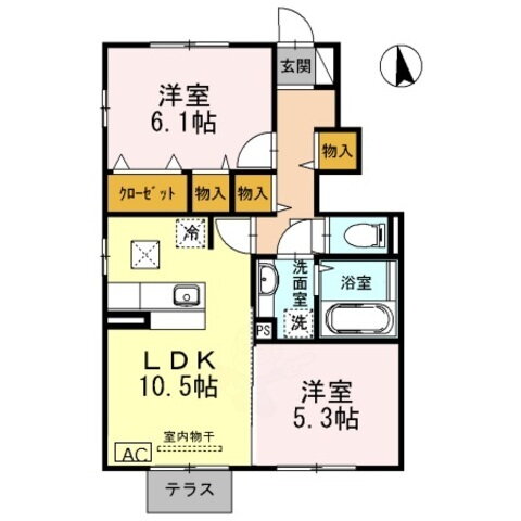 リュミエールｍ＆ｙ 1階 2LDK 賃貸物件詳細