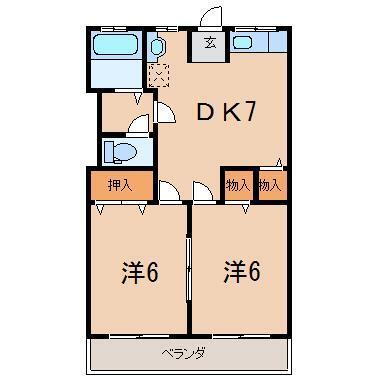 さくらハイツ 1階 2DK 賃貸物件詳細