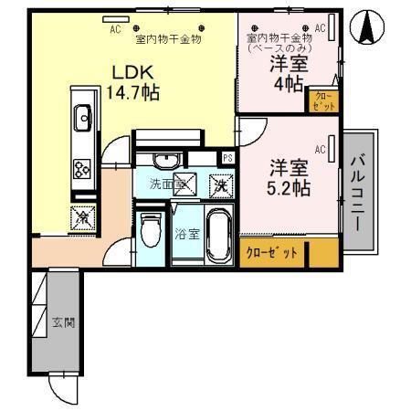 クレセントＳＫ　ＩＩＩ 1階 2LDK 賃貸物件詳細