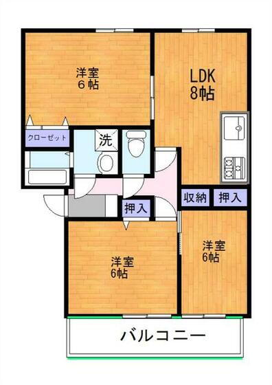 サンビレッジ上南部　Ｂ棟 2階 3LDK 賃貸物件詳細