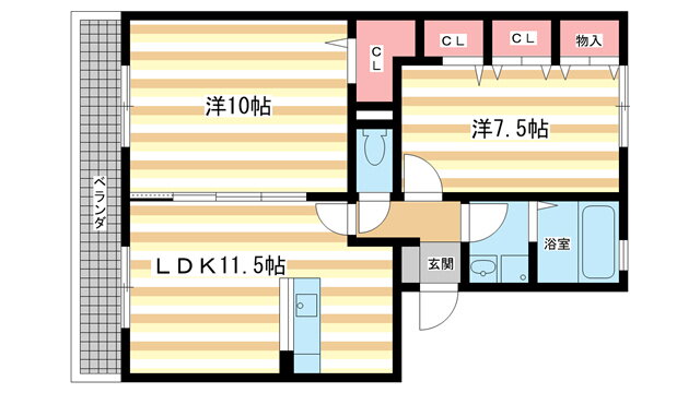奈良県奈良市帝塚山１ 富雄駅 2LDK アパート 賃貸物件詳細