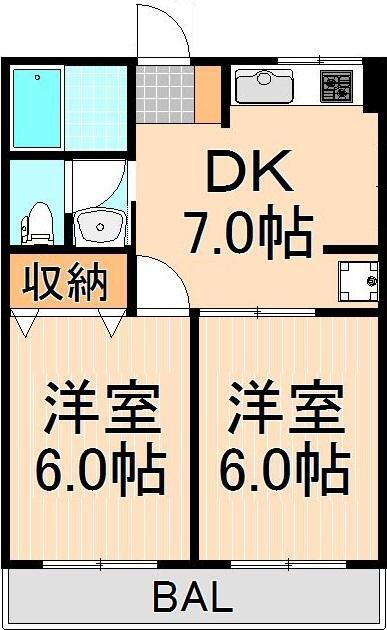 メゾン白和 5階 2DK 賃貸物件詳細