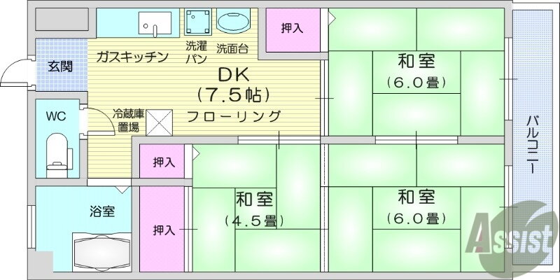 伊藤コーポ 3階 3DK 賃貸物件詳細