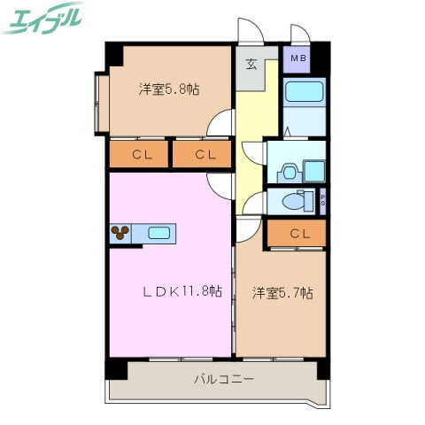 三重県四日市市久保田２ 中川原駅 2LDK マンション 賃貸物件詳細