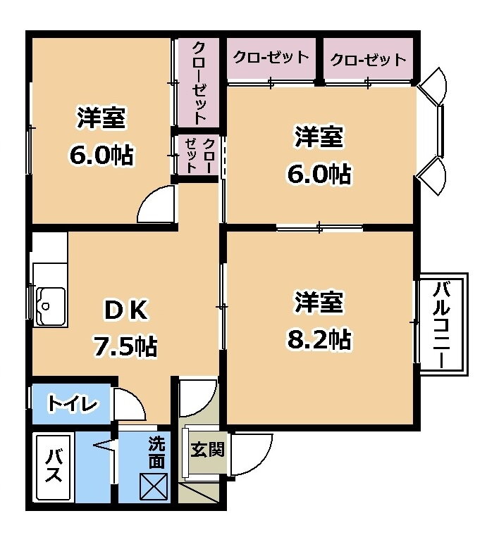シャムラック 2階 3DK 賃貸物件詳細