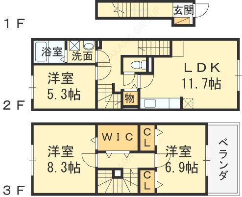 大阪府東大阪市善根寺町４ 野崎駅 3LDK アパート 賃貸物件詳細