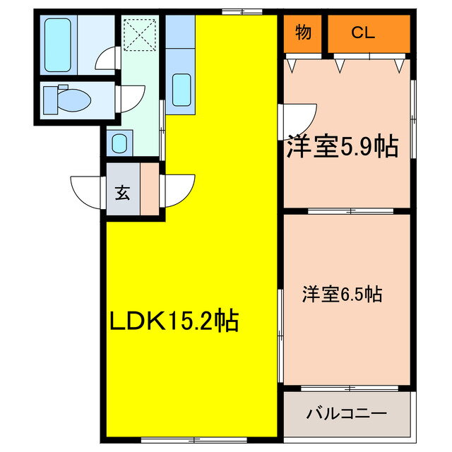 栃木県宇都宮市若松原２ 雀宮駅 2LDK マンション 賃貸物件詳細