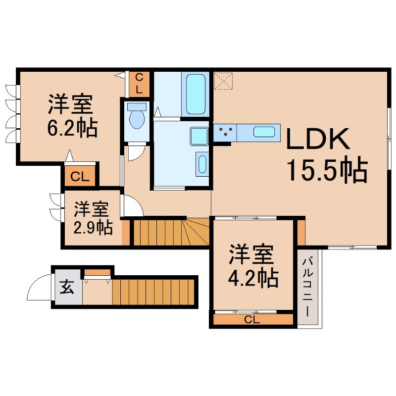兵庫県尼崎市武庫之荘２ 武庫之荘駅 3LDK アパート 賃貸物件詳細