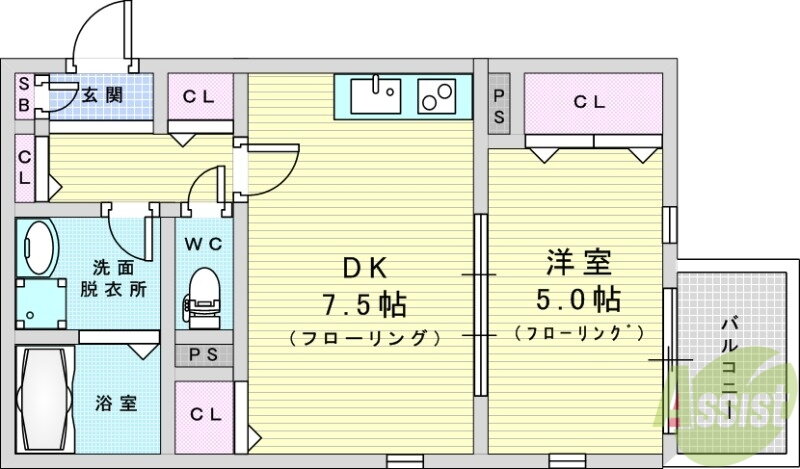 クレール塚本 2階 1DK 賃貸物件詳細