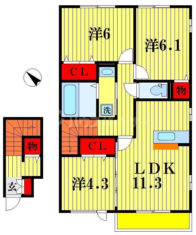クリアシーズンズ　Ｄ棟 2階 3LDK 賃貸物件詳細