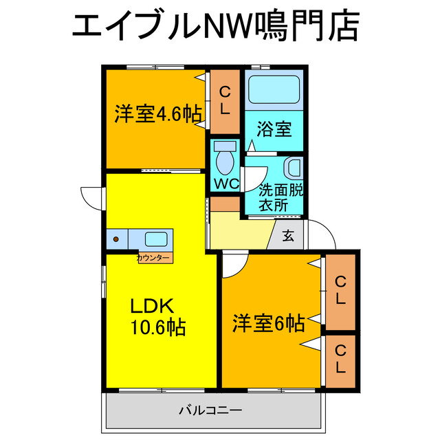 徳島県鳴門市鳴門町高島字竹島 2LDK アパート 賃貸物件詳細