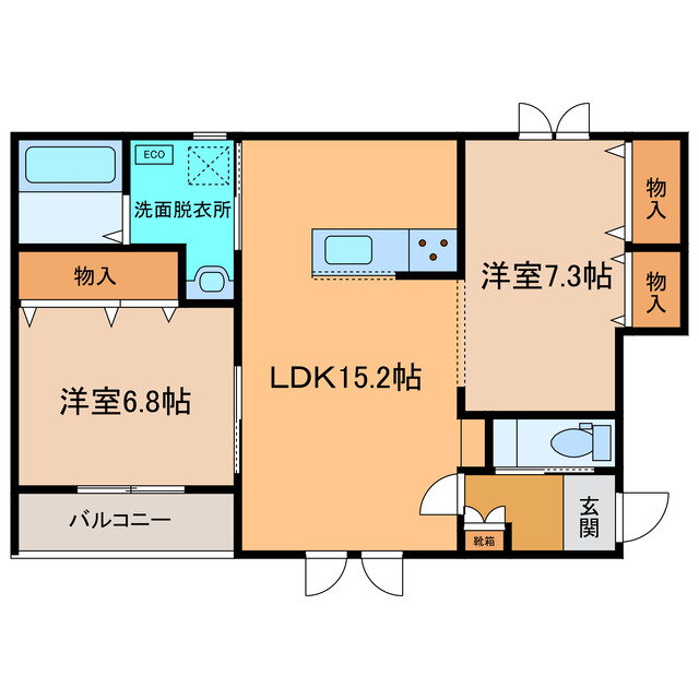 北海道帯広市東七条南２２ 帯広駅 2LDK アパート 賃貸物件詳細