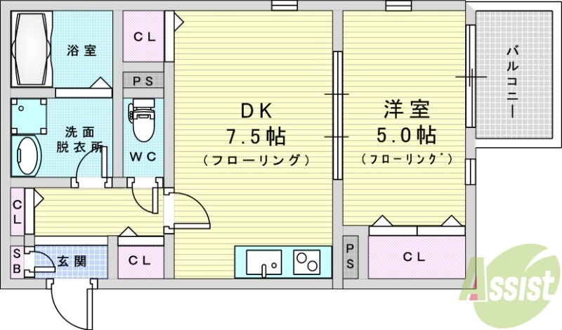 クレール塚本 3階 1DK 賃貸物件詳細