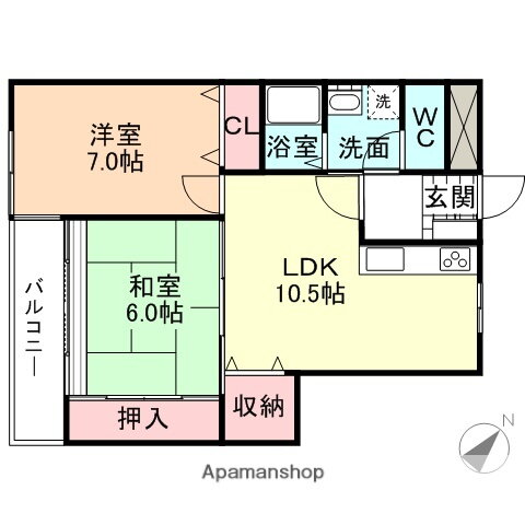 富山県富山市長江５ 新庄田中駅 2LDK アパート 賃貸物件詳細