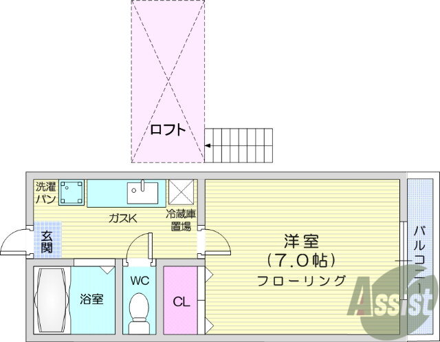 宮城県仙台市若林区古城３ 薬師堂駅 1K アパート 賃貸物件詳細