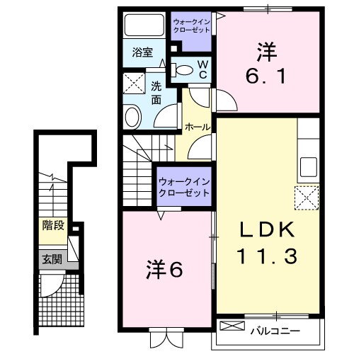 群馬県渋川市金井 渋川駅 2LDK アパート 賃貸物件詳細