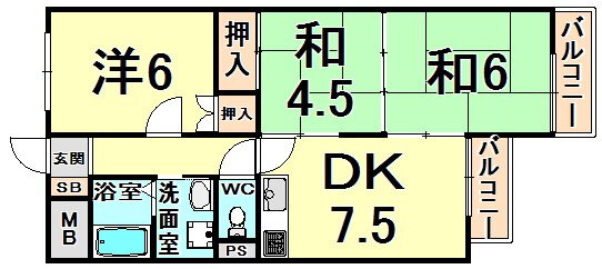 兵庫県尼崎市武庫之荘３ 武庫之荘駅 3DK マンション 賃貸物件詳細