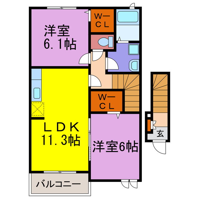 パレ　ドゥールＡ・Ｂ・Ｃ・Ｄ 2階 2LDK 賃貸物件詳細