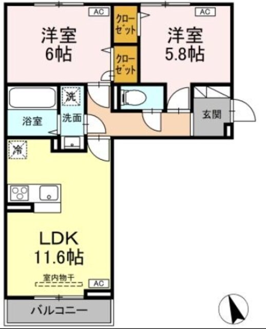 カサヴェール 2階 2LDK 賃貸物件詳細