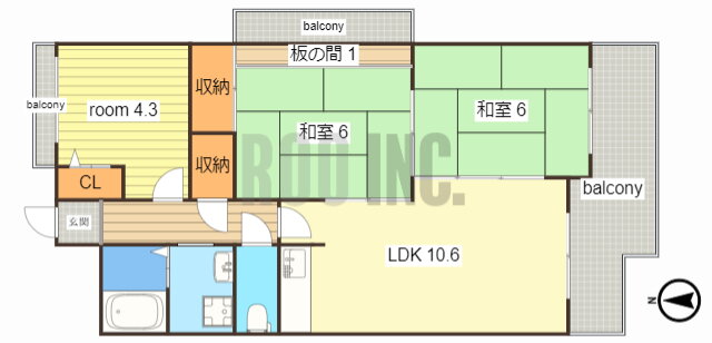 矢倉ハイツ 4階 3LDK 賃貸物件詳細