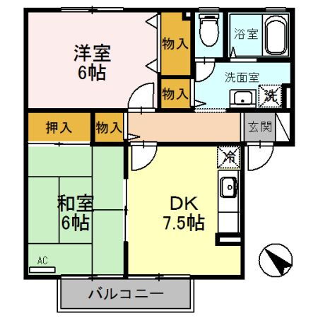 サンシャイニーひばり　Ｂ棟 2階 2DK 賃貸物件詳細