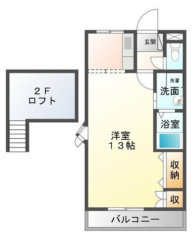 プリベールＫＯＢＡ 2階 1K 賃貸物件詳細