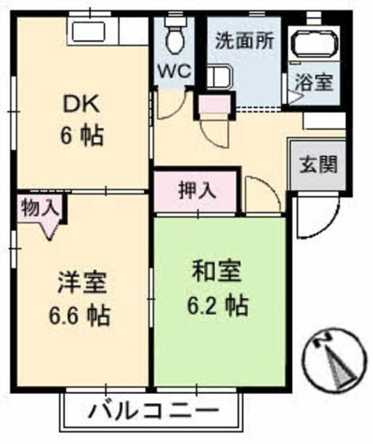 ハイツ三島　Ｂ棟 1階 2DK 賃貸物件詳細