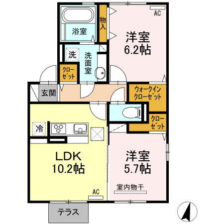 グランドソレイユ八幡Ｂ 1階 2LDK 賃貸物件詳細