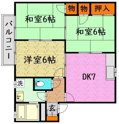 インターコーポ大朝 2階 3DK 賃貸物件詳細