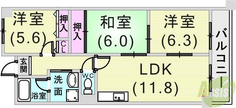 兵庫県芦屋市朝日ケ丘町 芦屋駅 3LDK マンション 賃貸物件詳細