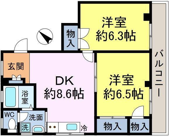 コーポダイアン 2階 2DK 賃貸物件詳細