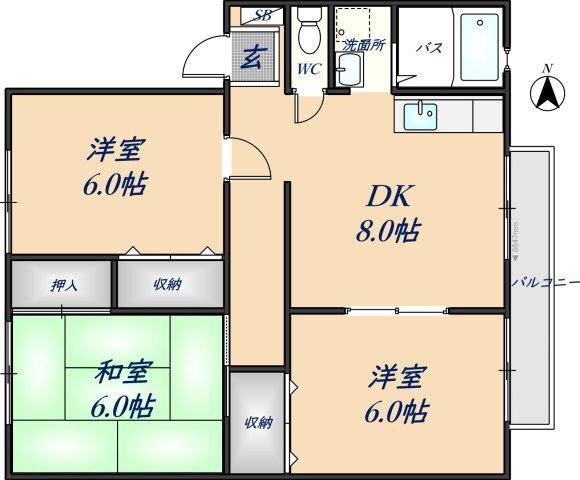大阪府東大阪市中新開２ 吉田駅 3DK アパート 賃貸物件詳細