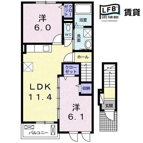 山口県山口市黒川 矢原駅 2LDK アパート 賃貸物件詳細