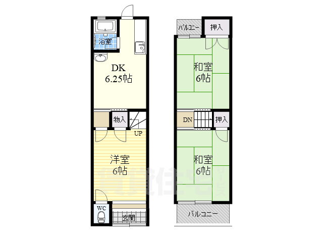 東粉浜３丁目テラスハウス 3DK 賃貸物件詳細