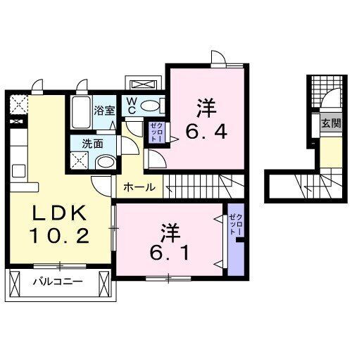 シャトーハイツ　Ｄ 2階 2LDK 賃貸物件詳細