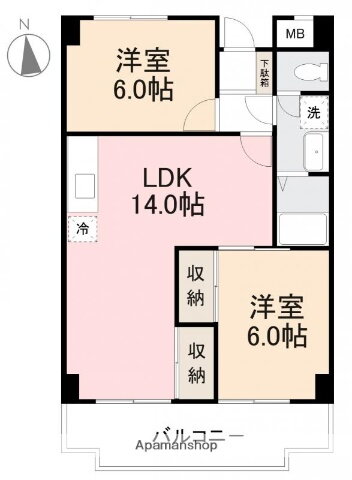 宮崎マンション 3階 2LDK 賃貸物件詳細