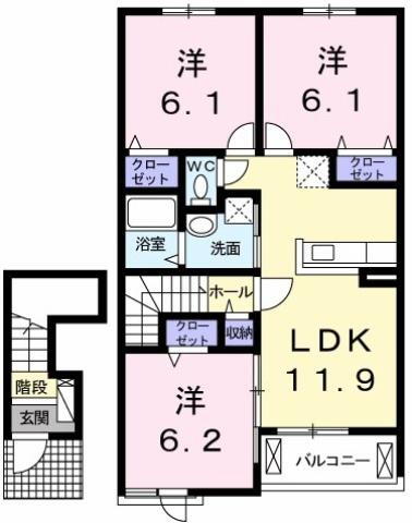ベネヴォレンテ　Ａ 2階 3LDK 賃貸物件詳細
