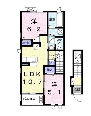 エレガントＶ 2階 2LDK 賃貸物件詳細