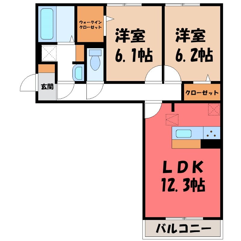 群馬県前橋市小相木町 新前橋駅 2LDK アパート 賃貸物件詳細