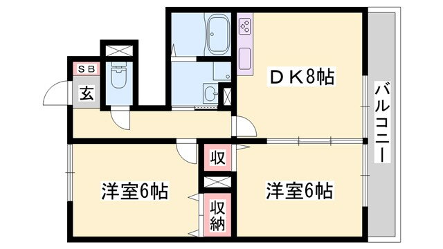 兵庫県姫路市御立東３ 姫路駅 2DK アパート 賃貸物件詳細