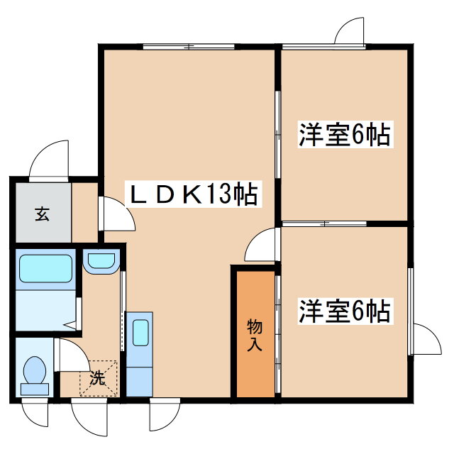 北海道釧路市米町２ 2LDK アパート 賃貸物件詳細